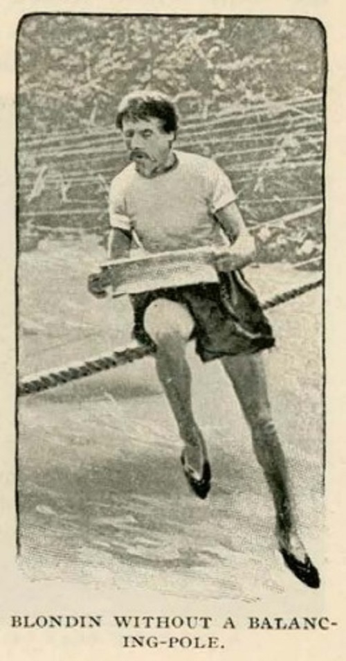 Blondin Sitting Comfotably on the Tightrope