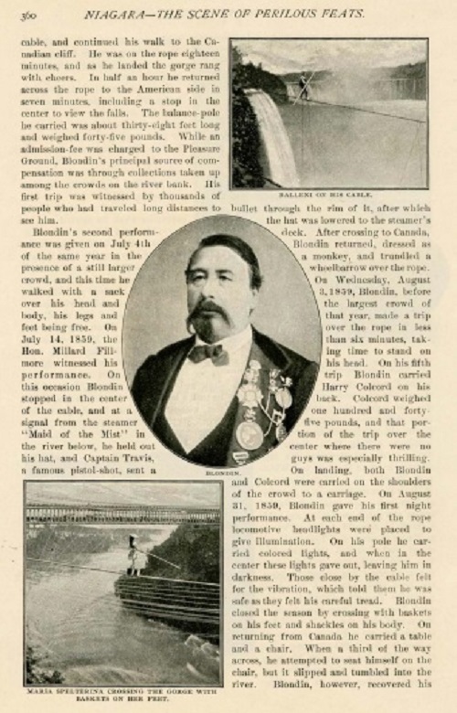 Article Detailing Blondin's Stunts and His Portrait