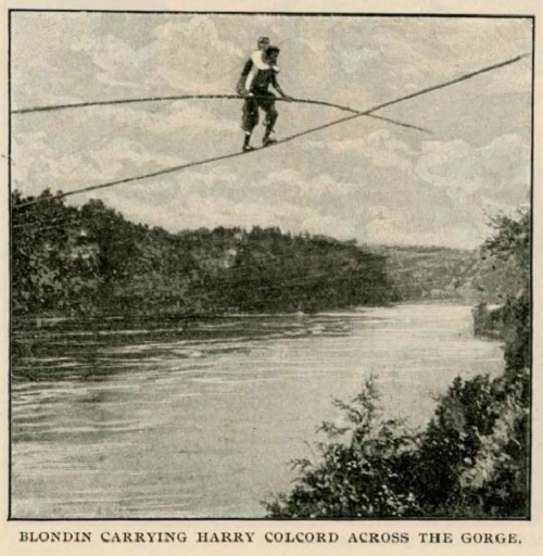 Blondin Carrying Harry Colcord Across the Falls