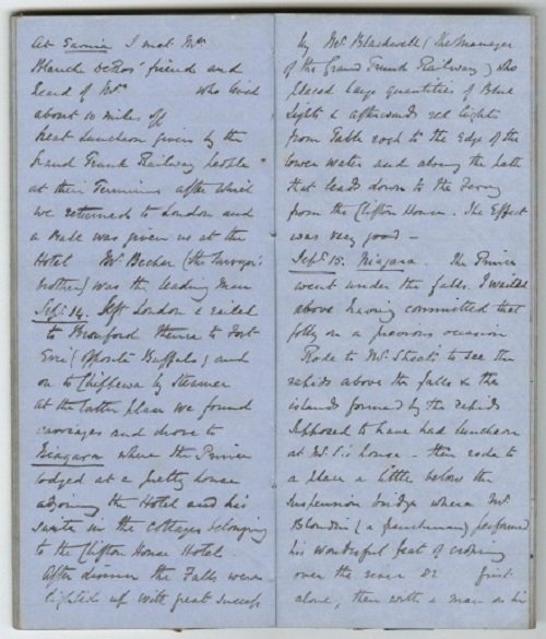 Travel Journal Detailing Charles Blondin's Tightrope Stunt